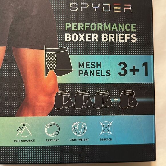Spyder M Performance Boxer Briefs Polyester Spandex Lightweight Pack of 4 - Picture 8 of 9